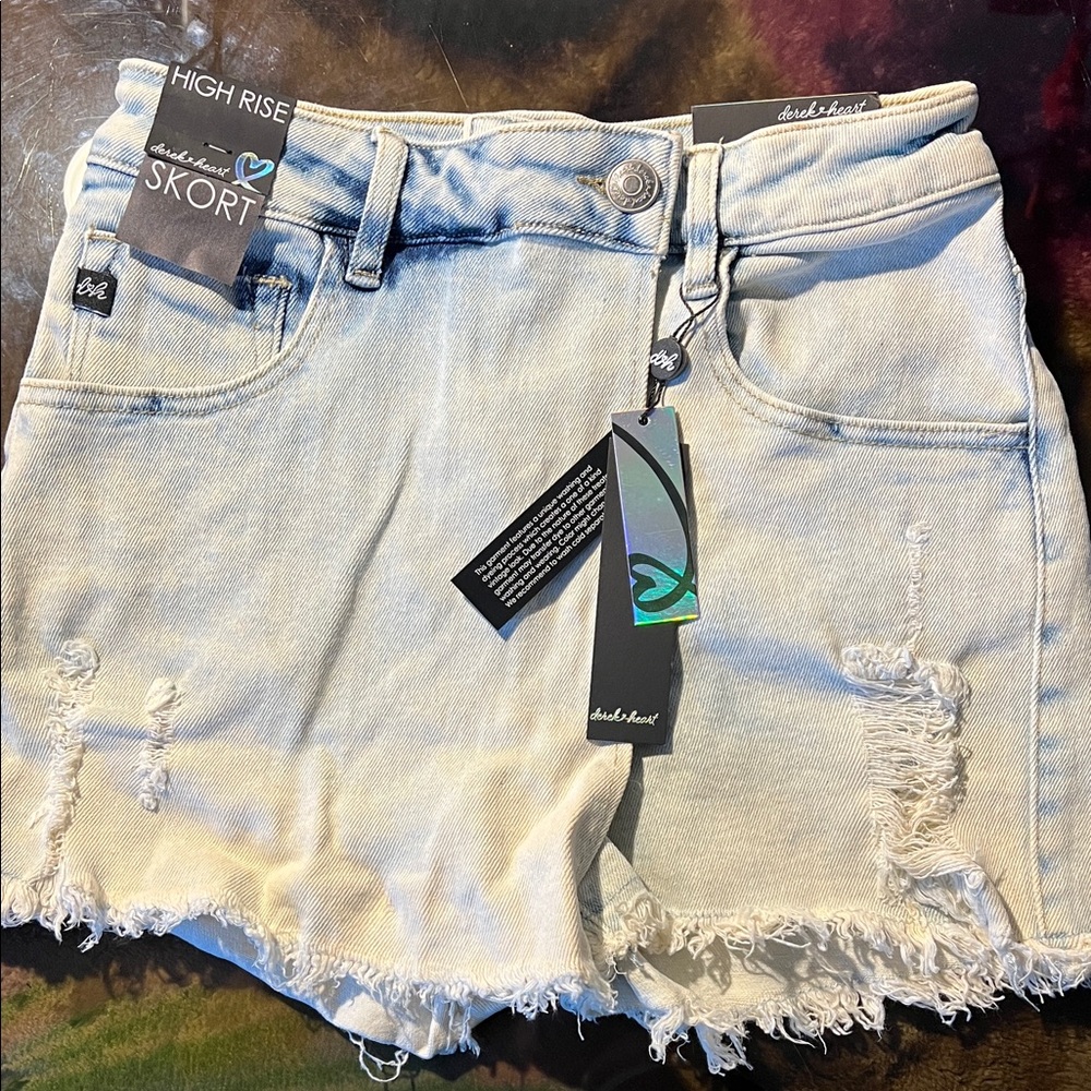 Derek Heart Light Blue High Rise Skort